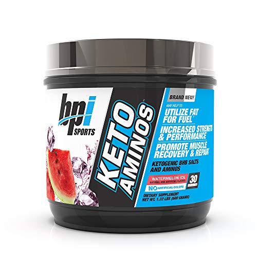 BPI Sports Keto Aminos – 7g Essential Amino Acid Powder – BHB Salts, MCTs – Burn Fat for Fuel, Muscle Growth, Recovery, Strength – Men & Women – Watermelon Ice – 30 Servings – 1.32 lbs