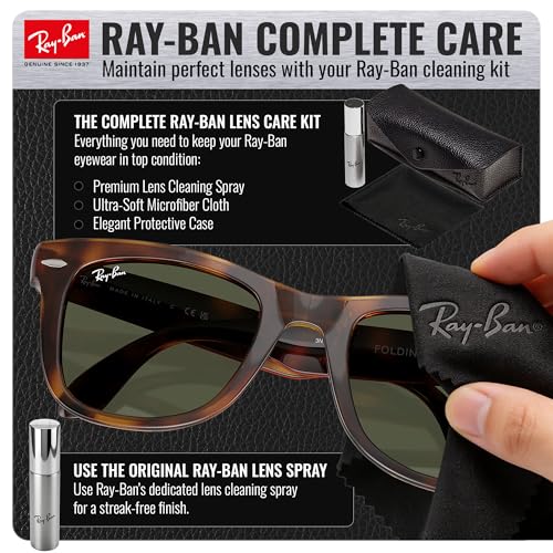 Image of Ray-Ban RB4105 WAYFARER FOLDING CLASSIC Square Shape Sunglasses for Men with Official Eyewear Kit