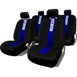 Fundas De Asiento Para Suzuki Vitara Sparco SPC1011 CLASSIC - Juego de Fundas para Asientos de Coche, color Negro y Azul, 9 Piezas