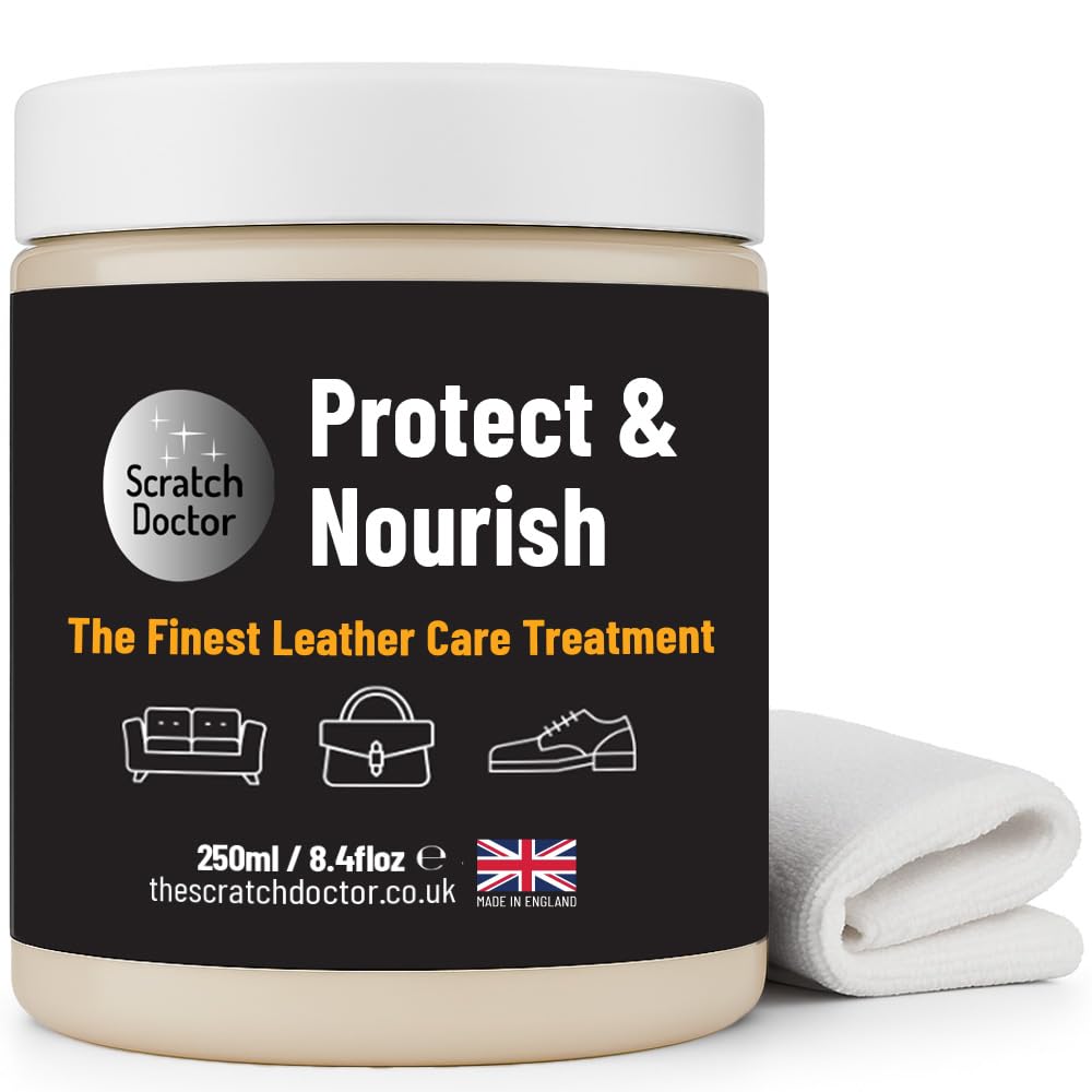 Scratch Doctor Protect and Nourish Leather Treatment Natural Conditioner Restorer Balm for Furniture, Sofas, Car Seats, Shoes, Bags (250ml)