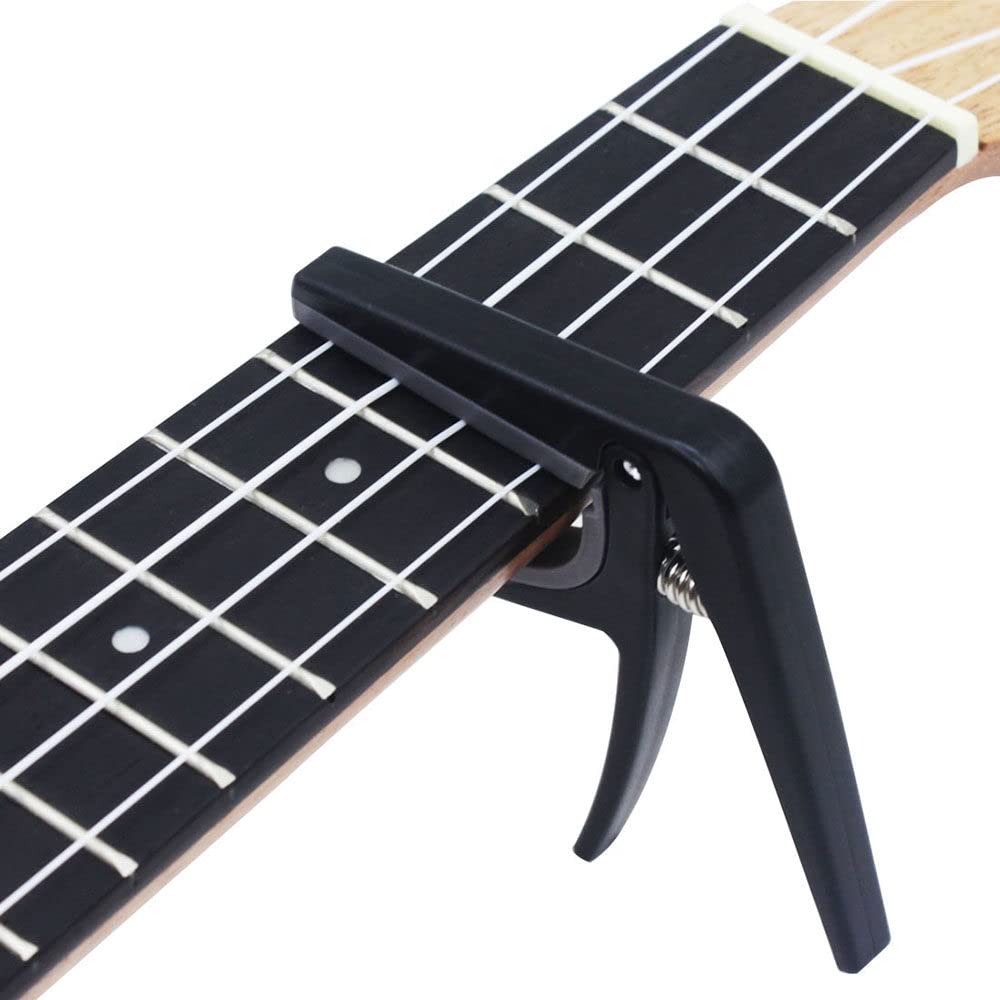 BATLAM Capotasto Professionale, Morsetto a Cambio rapido, capotasto per Chitarra Hawaii a 4 Corde, Accessori per Parti di Chitarra Capo in ABS, Nero (Nero)