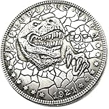 T-Rex Tyrannosaurus Rex Dinosaur Dino Head Teeth Claws Break Through Wall Velociraptor Copy 1921 U.S Hobo Morgan Coin Silver Plated Replica Commemorative