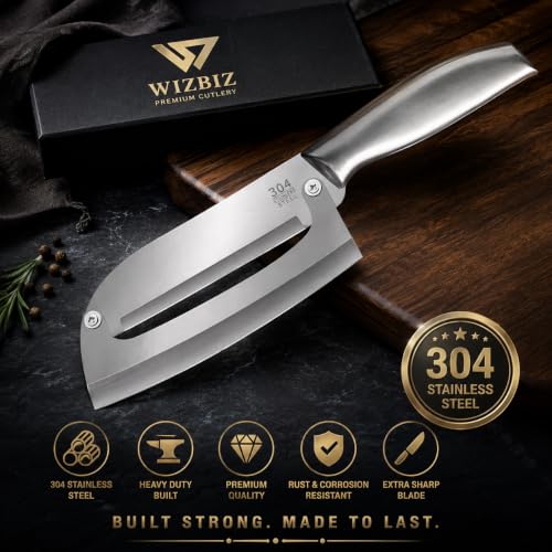 Image of Wizbiz 2-in-1 Kitchen Knife with Vegetable Peeler | Stainless Steel Chef Knife for Cutting, Slicing, Chopping & Peeling Fruits and Vegetables | Ergonomic Non-Slip Handle | Multipurpose Kitchen Tool