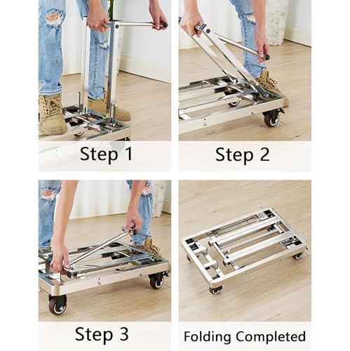 Carrito plegable acero inoxidable con 4 ruedas TPR miniatura 6