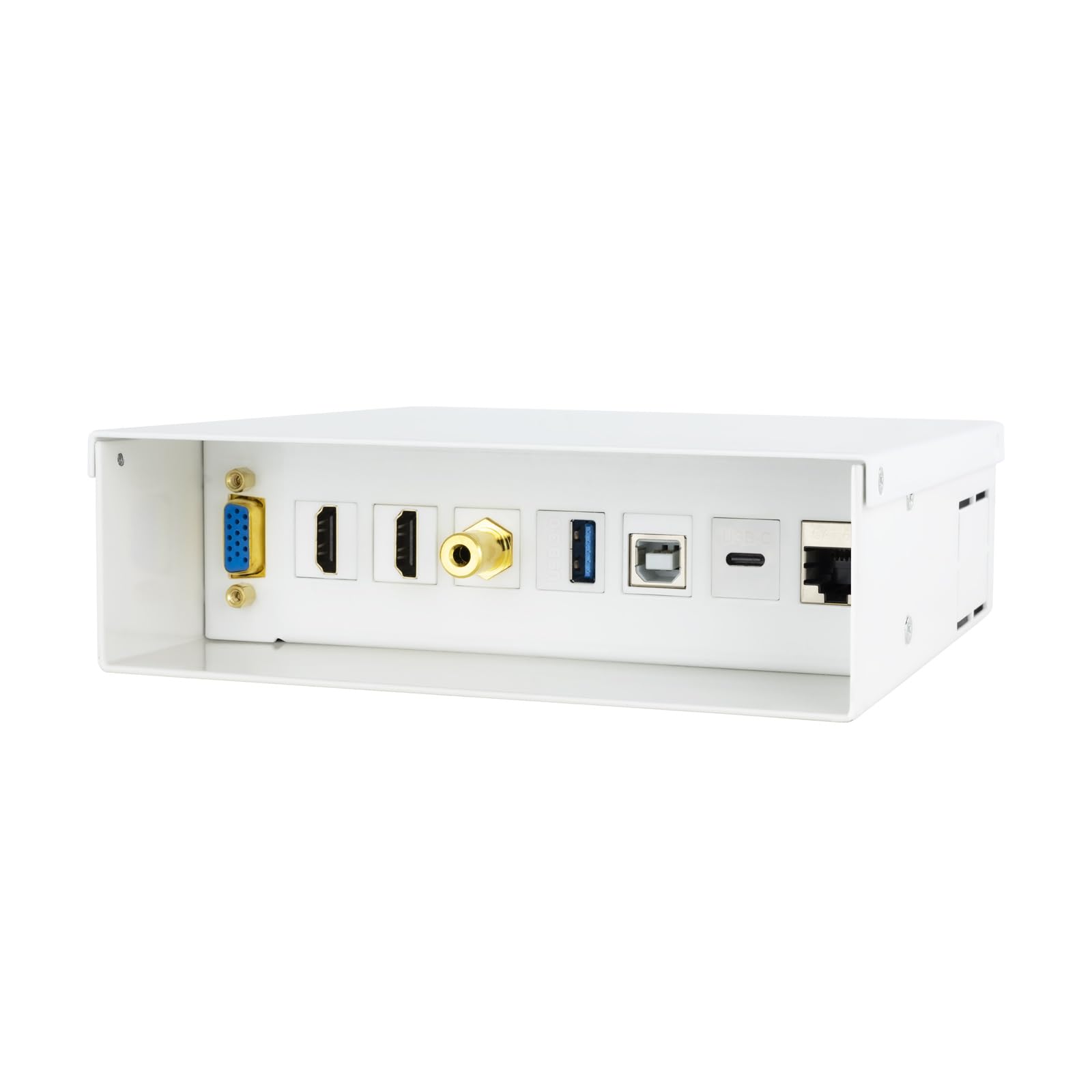 NANOCABLE 10.35.0004 - Caja de conexiones multimedia de pared VGA + 2xHDMI + JACK3.5 + 1xUSB-C 10G + 1xUSB-B 2.0 + 1xUSB-A 3.0 + 1xRJ45 Cat.6A STP, Blanco