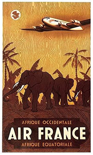 Poster Air France Afrique de Guerra 1948, affiche vintage de collection haute qualite 50x70 cm