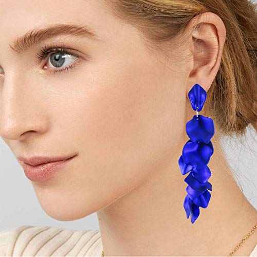 Image of Acrylic Rose Petal Drop Dangle Earrings Bohemian Resin Square /Oval /Hoop /Flower /Heart Statement Earrings for Women Gifts
