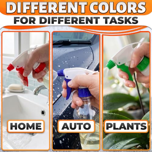 Image of 6 Pcs Spray Bottle Nozzle Replacement Pack - Heavy Duty Leak-Proof Trigger Sprayer for Cleaning, Garden, Pet Care, Auto Detailing & Kitchen - Fits 8, 16, 24, 32 oz Bottles, 28-400 Thread (Multicolor)