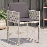 Homgoday Gartenstühle mit Kissen 4 STK. Hellgrau Poly Rattan Gartenstuhl Gartenm?Bel Model365022