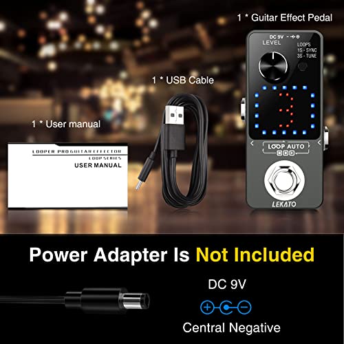 Lekato Looper Pedal, Guitar Looper Pedal For Electric Guitar Bass Guitar Loop Pedal With Sync & Tuner Function Triple Loop Pedal With Led Screen Unlimited Overdubs 3 Loops 18 Minutes Record Time thumb #5