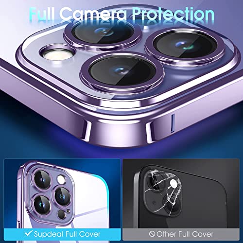 Image of VONZEE Compatible with iPhone 14 Pro Max Case 6.7 inch, Luxury Electroplated Soft Edge Bumper Case, Full Camera Protection & Reinforced Corners Shockproof Case Cover|Transparent|Purple