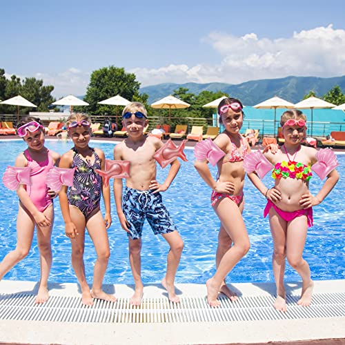 Image of 4 Pcs Inflatable Swimming Armbands, Swim Float Arm Bands Floating Sleeves for Kids, Tube Floaters Armlets for Boys Girls Pool Swim Training Aids, Shell Mermaid Armbands