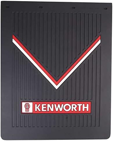 Kenworth OEM Black Rubber Mud Flap (1) with Red & White Logo - 30" x 24" - Single Flap