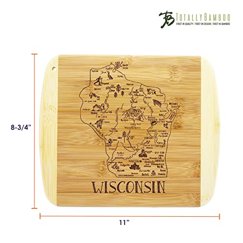 Image of Totally Bamboo A Slice of Life Wisconsin Engraved Map Cutting Board