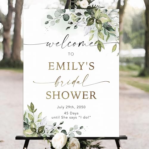 Personalized Floral Bridal Shower Sign, Green Bridal Shower, Bride Brunch Signs, Modern Floral Welcome Board, Minimalist Bride Welcome Sign, Great for Any Space, Indoors or Outdoors