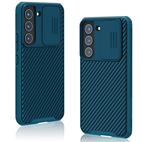 imluckies Coque pour Samsung Galaxy S23 Plus avec Protection Objectif Caméra Arrière, PC Rigide Antichoc avec Protection de Appareil Photo Coulissante, Fine Souple Bumper Case pour S23+ 2023, Bleu Cover