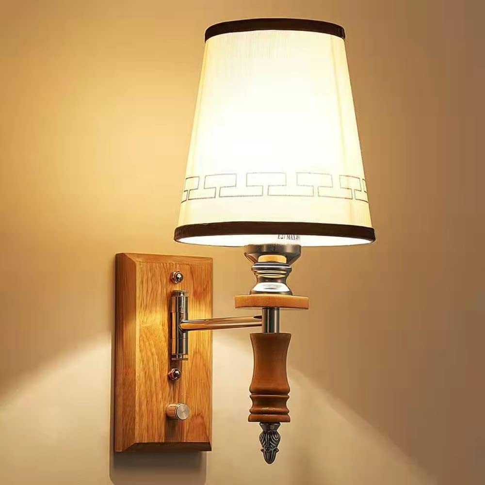 VGTLAKEX Wall Light Fabric Wall Mount Light Wood Sconce Headboard Lamp Chrome Lighting Bedside Lamps Hotel Bedroom Sconces E27 Socket