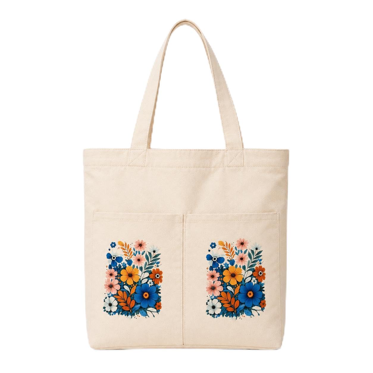 Noir Hydrangea Canvas Tote Bag for Women & Men | Premium Cotton Canvas Shoulder Bag with Dual Front Pockets | Tote Bag for Office, College, Shopping & Travel | Black | 14 x 16 Inches-image-27