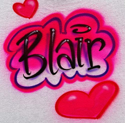 Airbrush Pink Hearts & Name Design T Shirt3