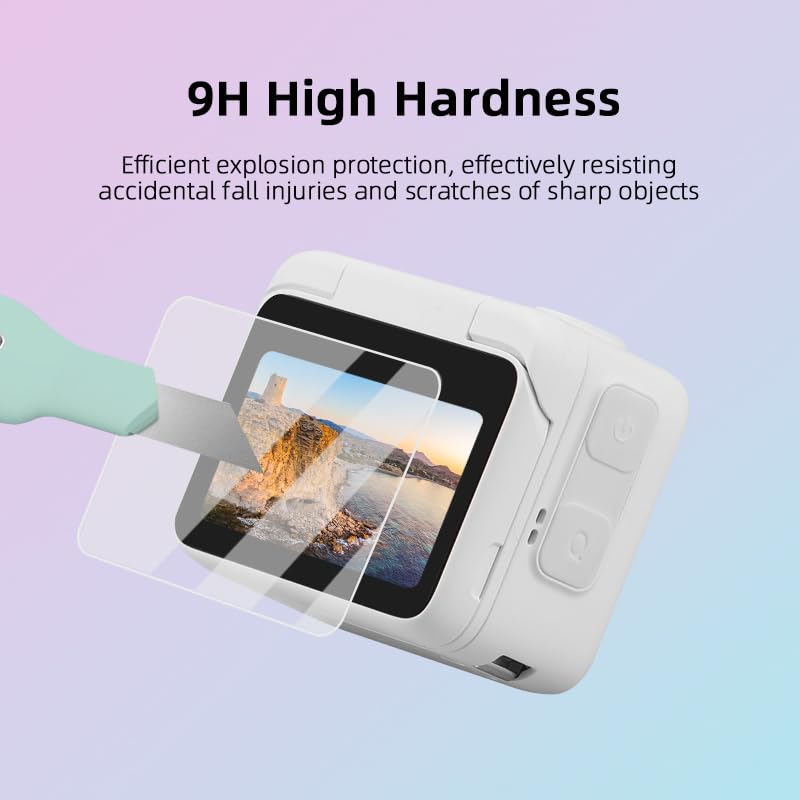 THLMT Tempered Glass Film Compatible for Insta360 GO3, Action Camera Lens Protector Guard Panoramic Sports Camera Protective 9H Hardness Lens Screen Protection Film (two sets)