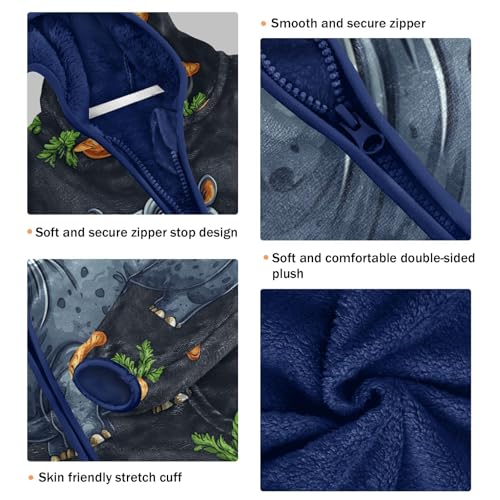 Hippo Surrounded by Carrots Toddler Fleece Jacket Girl Boys Hooded Fleece Jacket Coat Warm Outwear Zip-up 3-10T3