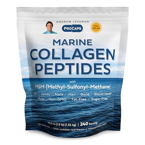 ANDREW LESSMAN Marine Collagen Peptides Powder and MSM 240 Servings - Supports Radiant Smooth Soft Skin Comfortable Joints. Pure. Super Soluble No Fishy Flavor No Additives Non-GMO