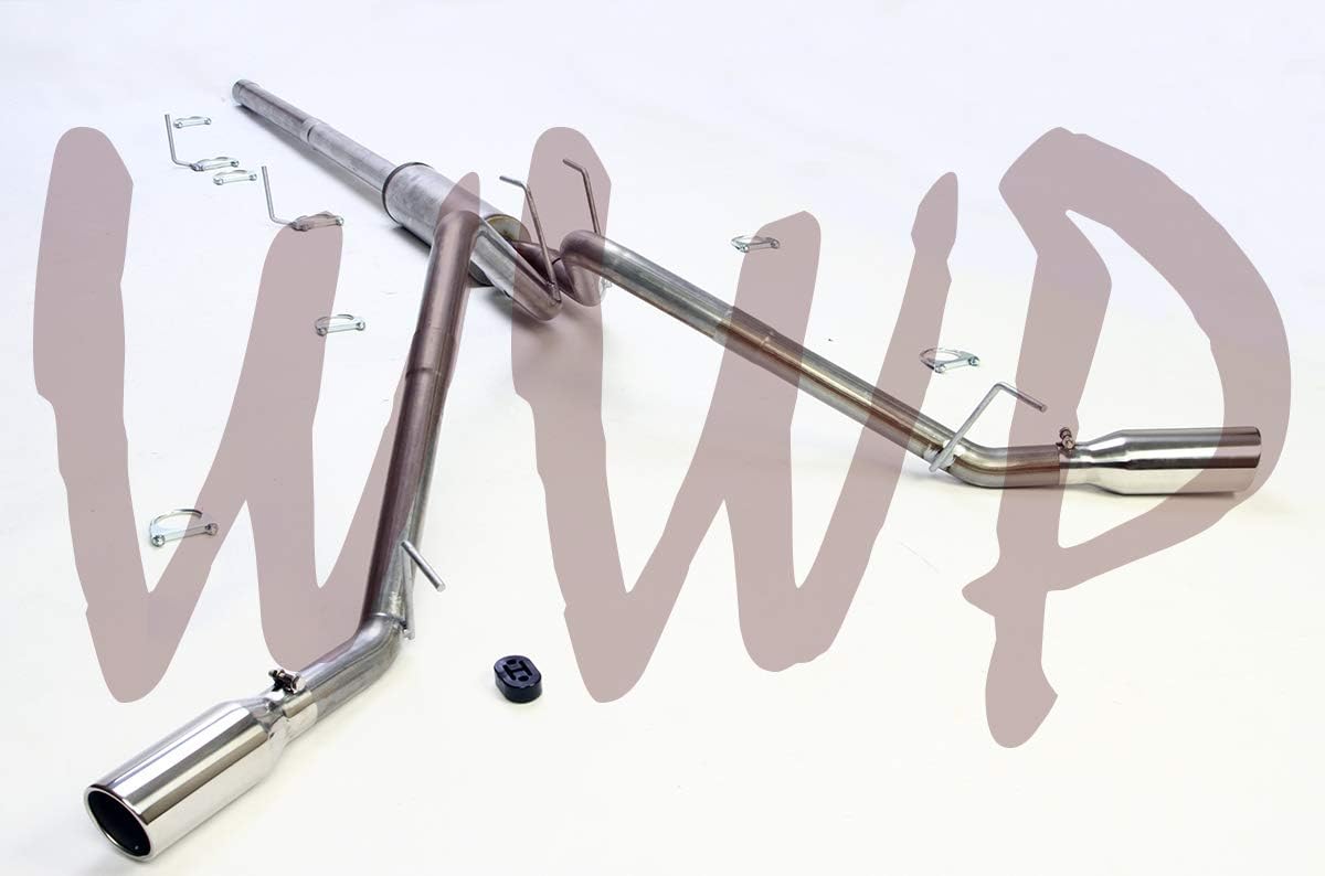 Performance Stainless Steel SS409 Dual Split Side Exit Cat Back Exhaust Muffler System Polished Tips Compatible With 09-19 Dodge Ram 1500 5.7L V8 Hemi Pickup Truck