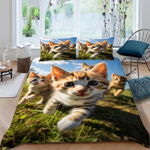 布団カバーセット ダブル 3点セ 動物 寝具カバーセット布団カバーポリエステル100% 優しい肌触り 柔らかい 通気性 速乾タイプ防ダニ四季通用(170x210cm)2 枕カバー(43x63cm)