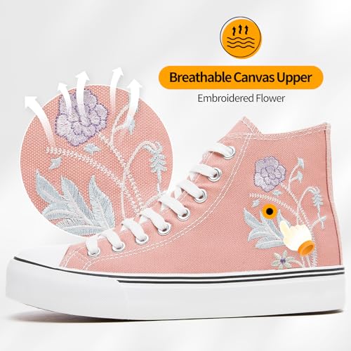 Image of ZGR Womens High Top Canvas Sneakers,Lace-up Canvas Shoes,Casual Tennis Walking Shoes