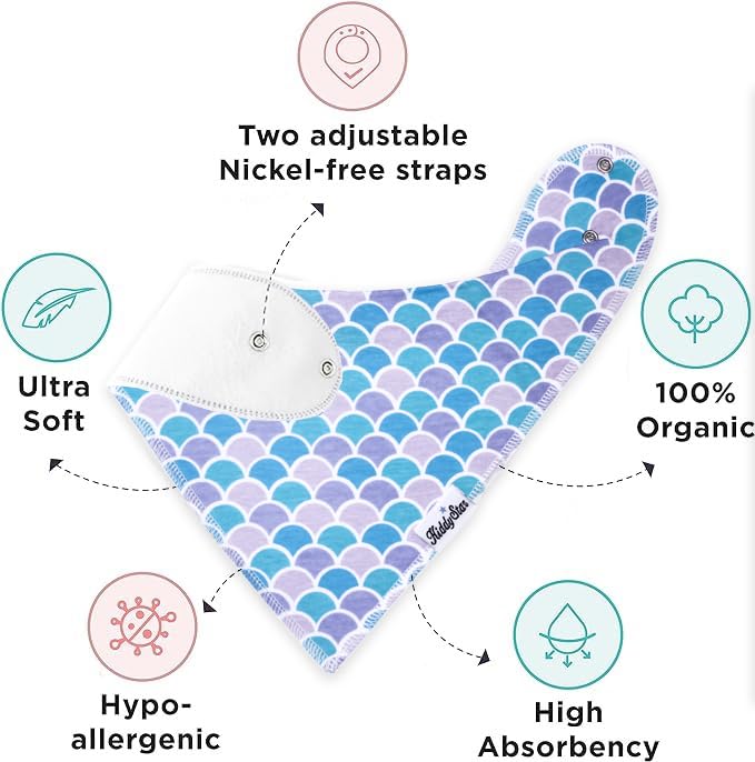 Image of KiddyStar Premium Organic Cotton Bibs for Drooling & Teething Babies