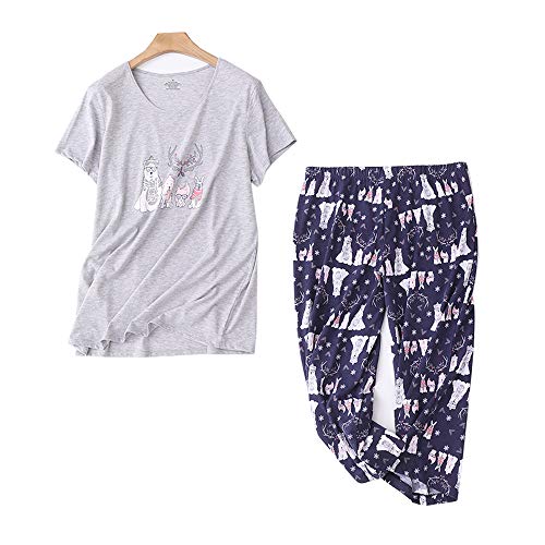 GTLY Women Pajama Set Sleepwear Tops with Capri Pants Casual and Fun Prints Pajama Sets