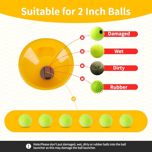 Orifesio Ballwurfmaschine für Hunde, Ballmaschine Hund mit 6 Tennisbälle, Interaktives Hundespielzeug Elektrisch für Kleine Hunde, Hund Tennis Ballmaschine für Innen und Außen, Orange
