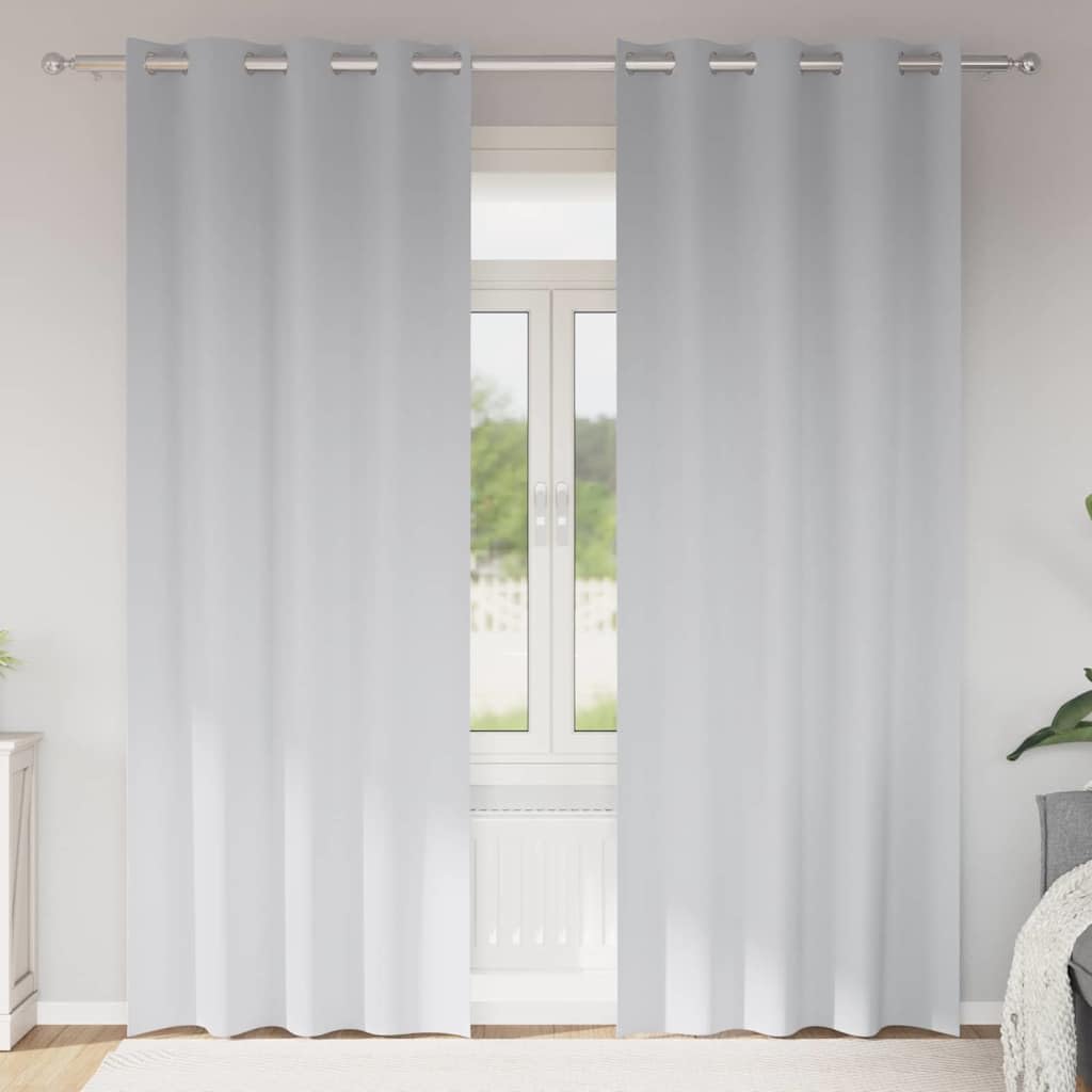 Verdunkelungs-Vorhänge mit Ringen 2 Stück hellgrau, Polyester, 260 x 140 cm, 80%-90% Lichtblocker, vielseitige Aufhängung mit Ösen und Schlaufen, Sichtschutz für Wohnzimmer Schlafzimmer Büro