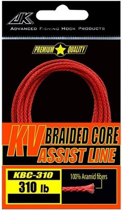 High-Cut-Resistance Aramid Fibre Fishing Assist Line – PE Hollow Core Hook Binding Rope, Low-Visibility Red, 100–310 LB Strength for Toothy Pelagic Fishing(100LB)