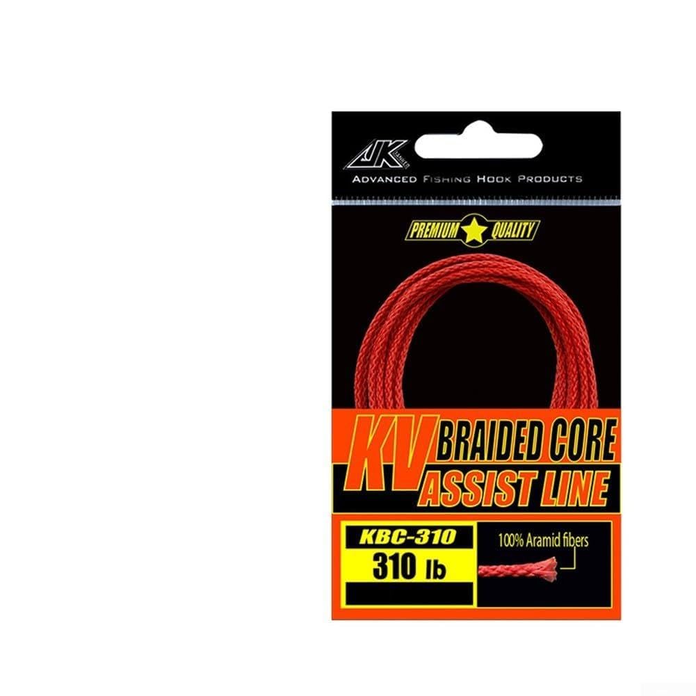High-Cut-Resistance Aramid Fibre Fishing Assist Line – PE Hollow Core Hook Binding Rope, Low-Visibility Red, 100–310 LB Strength for Toothy Pelagic Fishing(100LB)