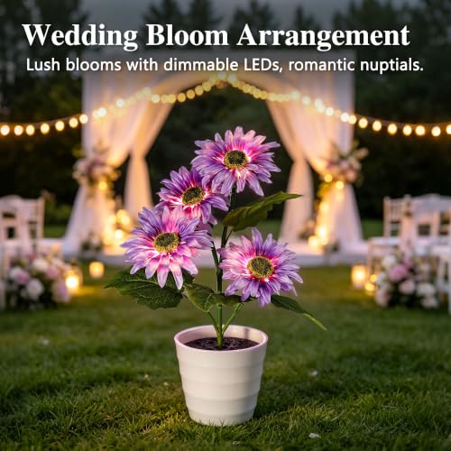 Image of Purple Daisy Flower Table Lamp Decor Gifts for Women Birthday Christmas