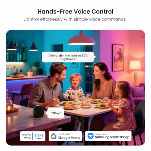 TREATLIFE Smart Light Bulbs 4 Pack, UL Certified 2.4GHz Color Changing Light Bulb, Works with Alexa Google Home, A19 E26 Dimmable LED Light Bulb 9W 800 Lumen for Party Decoration, Smart Home Lighting