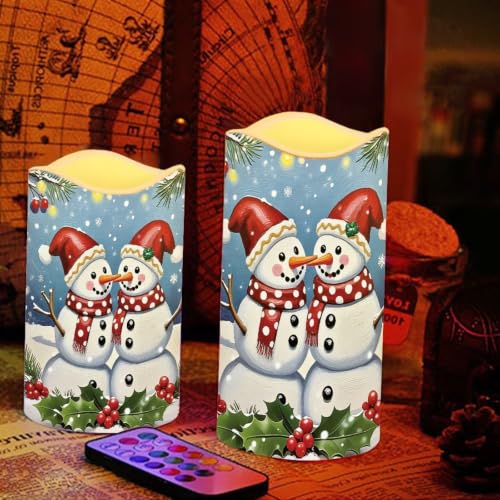 Image of Christmas Flameless Battery Operated Lamp with Remote | LED Flickering, Battery Operated, Color Changing Electric Pillar Candles for Living Room, Christmas Home Decor, 4 Pack