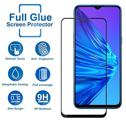 Image of Glasgow Full Protection Tempered Glass for Vivo Y15a / Y15s / Y15c Top Notch Edge to Edge Full Screen Coverage [Anti-Scratch] [Gorilla] [Free Cleaning Kit Included] - Black