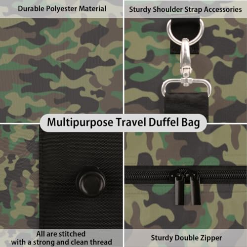 Travel Duffle Bag Women, Camouflage Military Camo Gym Bag Sports Bag,Army Lightweight Waterproof Foldable Overnight Bag, Carry on Shoulder Tote Bags for Hospital Maternity Mommy Gym3