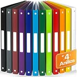 ACROPAQ - 12 x Carpeta Anillas A4 - Con 4 anillas, Archivador 4 Anillas