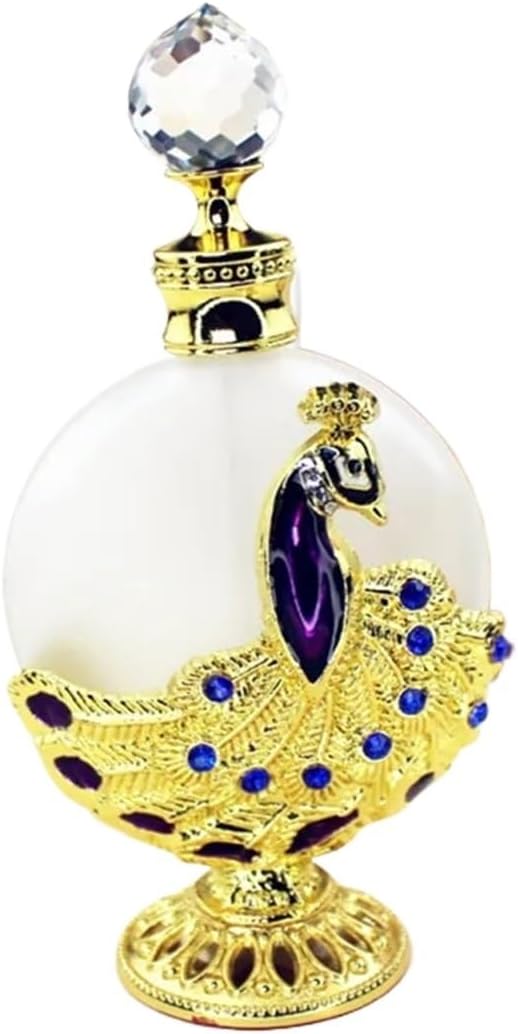 30ml Vintage Metal Perfume Bottle Peacock Essential Oil Bottles With Glass Dropper Wedding Decoration For Home(Red)