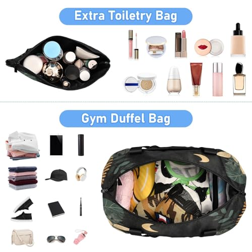Cat Leaves Black Duffel Bag for Women Men Gym Bag with Shoe Compartment Wet Pocket Carry On Weekender Overnight Bags for Traveling Gym Workout4