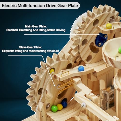 Wood Trick Galaxy Marble Run – Puzzle 3D En Bois 678 Pièces – Motorisé, 12 Billes – Circuit Cyclique – 380x320x365 Mm – Dès 14 Ans
