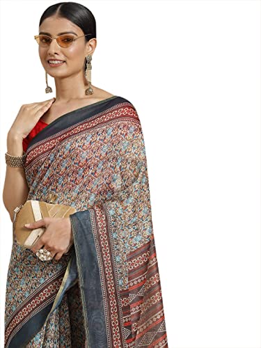 Image of Amazon Brand - Anarva Women's Kalamkari Saree With Blouse Piece