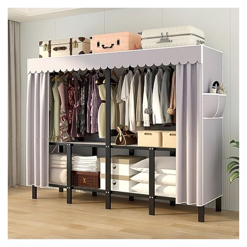 Armario Plegable Armario De Tela, Estantes Organizador De Almacenamiento De Ropa De Tela, Armario De Lona Portátil, Organizador Ropero Plegable(Purple,220cm/86.6inch)