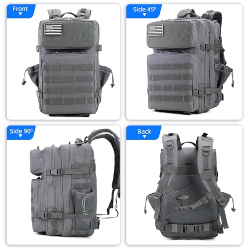 Image of gracedon Tactical Backpack for Men 3 Day Rucksacks for Trekking Camping (grey)