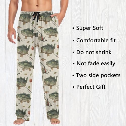 Image of Fisyme Mens Pajama Pants Men's Pajama Bottoms Soft Sleep Lounge Pj Pants