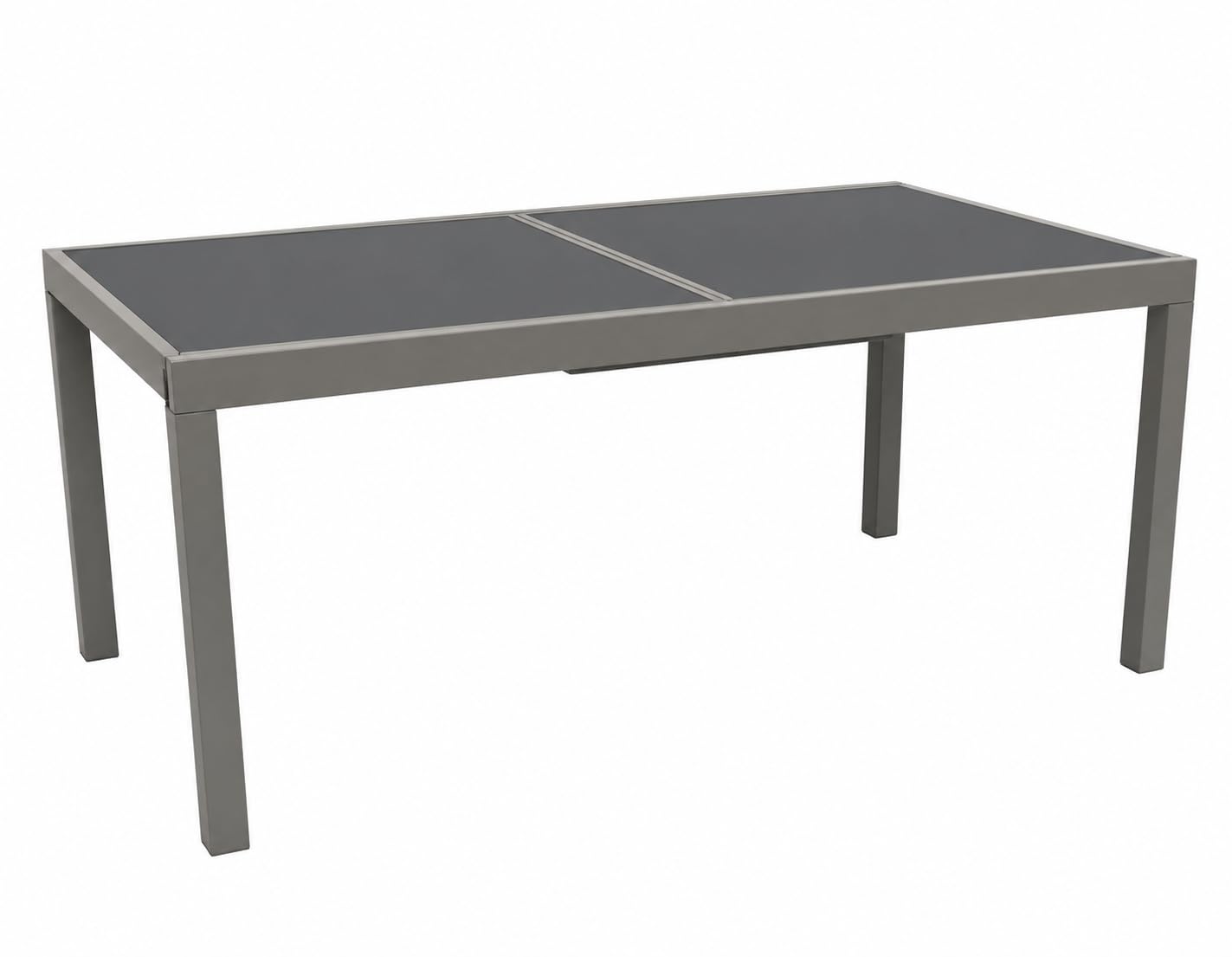 DEGAMO Garten Ausziehtisch PISA 180/240x100cm, Aluminium + Glas | Aluminium rostfrei silbergrau, Glas grau, rechteckig