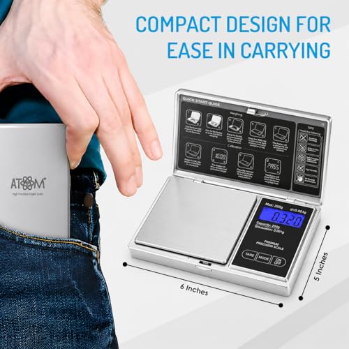 Image of Gripit Digital Pocket Scale 300g x 0.01g High Precision for Diamond Gold Precious Gemstone Jewellery Weighing Scale Notebook Style Pocket Gram Scale with Tare Function